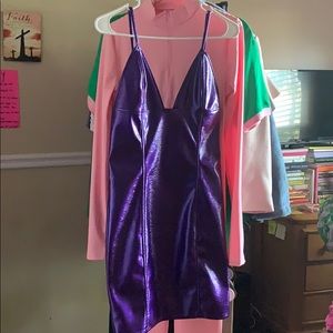 Beautiful purple LEATHER dress! SEXY!